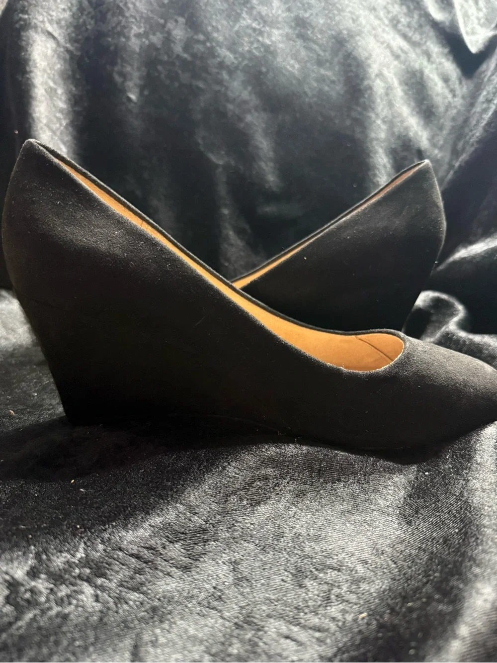 Black Faux Suede Wedge Heels | Classic Office Career